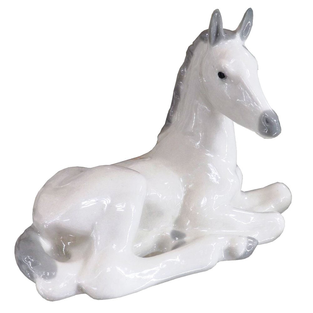 Horse White Recumbent Lomonosov Porcelain Collectible Figurine