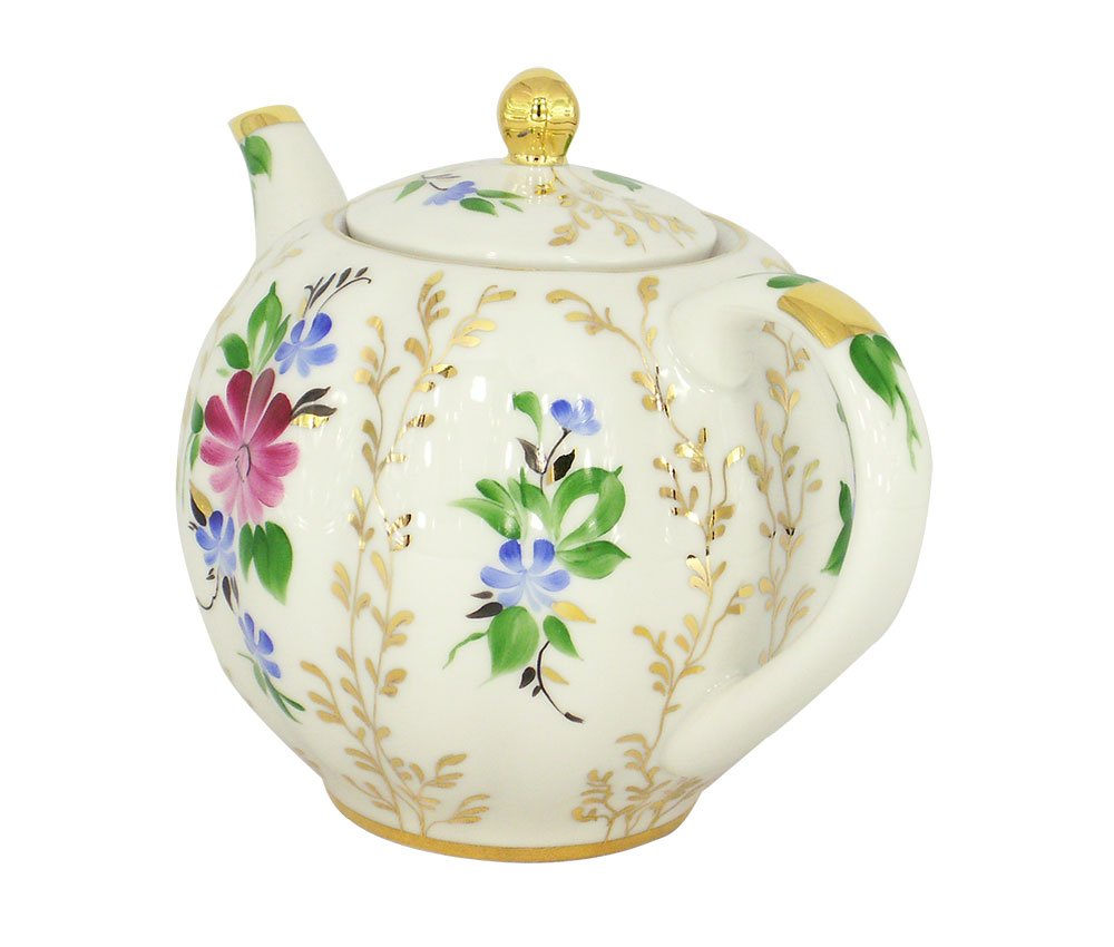 Lomonosov Porcelain 3 Cups Tea Pot Golden Grasses 20 oz/600 ml