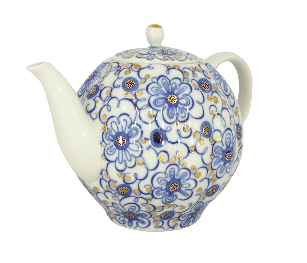 RARE Big Lomonosov Porcelain Large Tea Pot 68 oz/2000 ml Bindweed