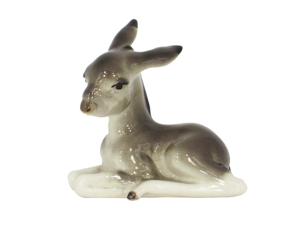 Donkey Gray Lying Lomonosov Porcelain Collectible Figurine