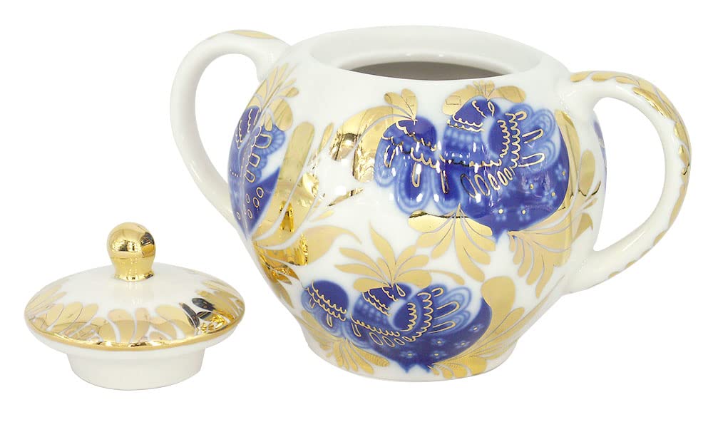 Lomonosov Porcelain Sugar Bowl "Golden Garden"