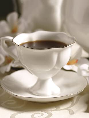 Lomonosov Porcelain Coffee Set Cup and Saucer Golden Ribbon Natasha 2 pc Wedding