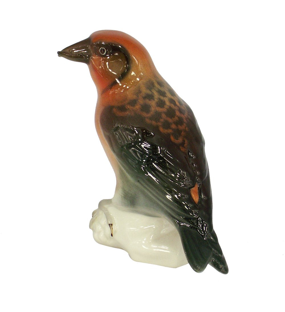 Crossbill Bird Red Lomonosov Porcelain Collectible Figurine