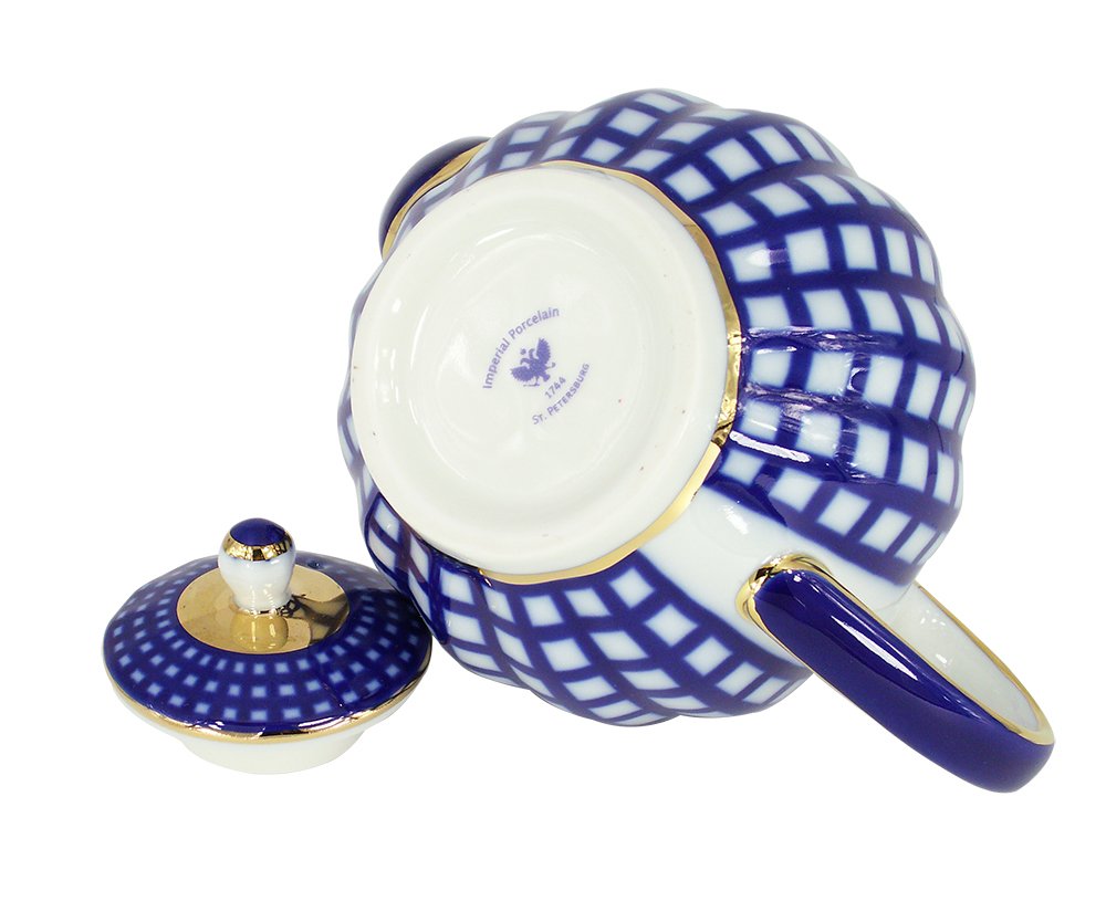 Lomonosov Porcelain 3 Cups Tea Pot 20 oz/600 ml Cobalt Cell