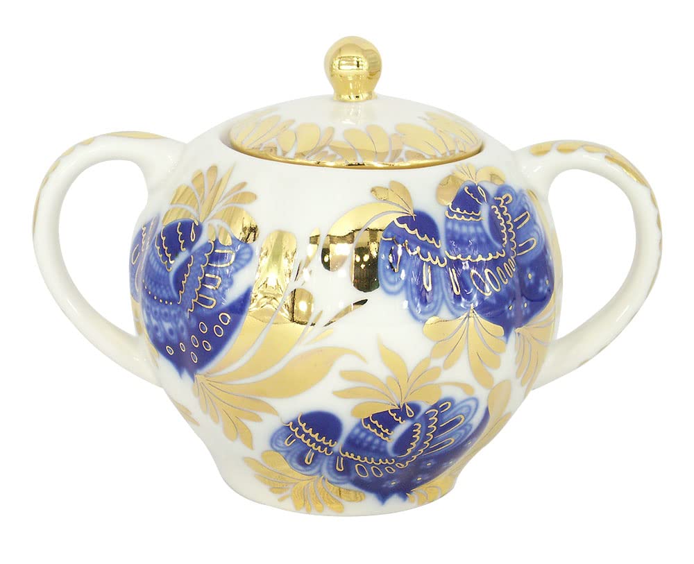 Lomonosov Porcelain Sugar Bowl "Golden Garden"