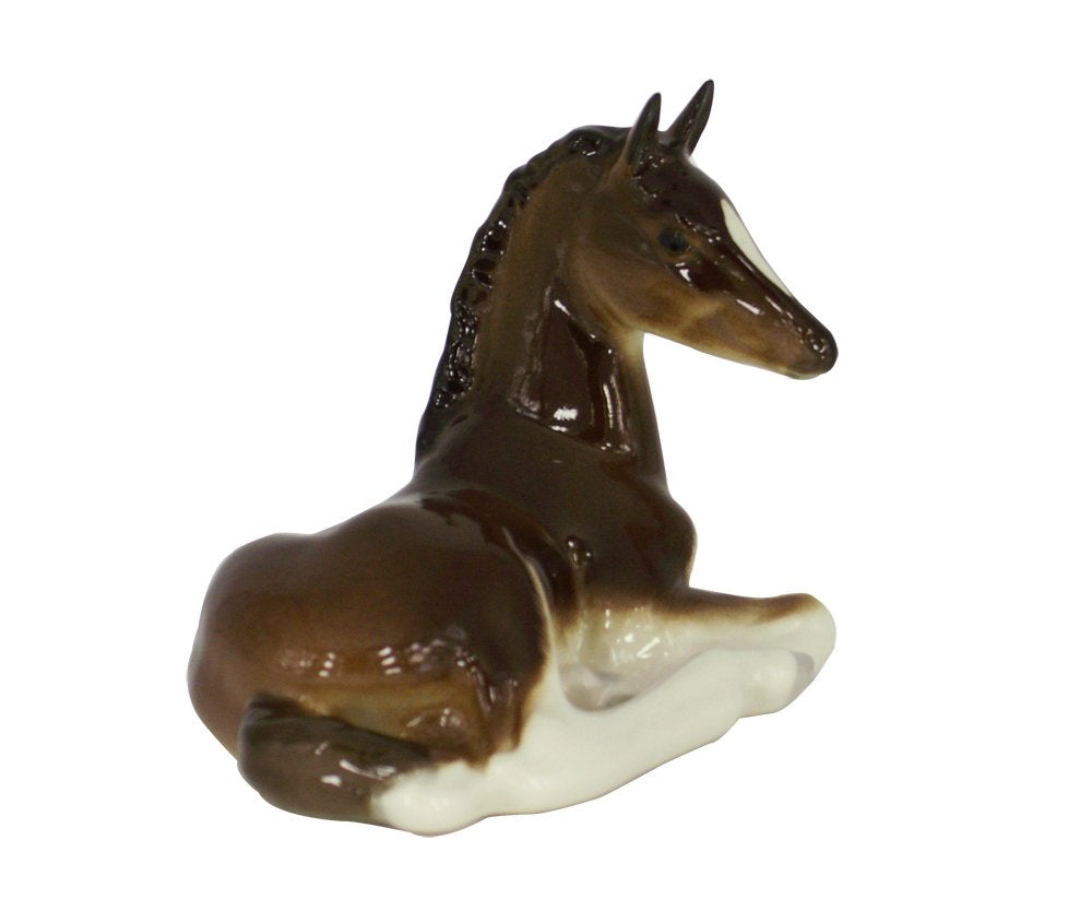 Horse Recumbent Brown Chestnut Colored Lomonosov Porcelain Collectible Figurine