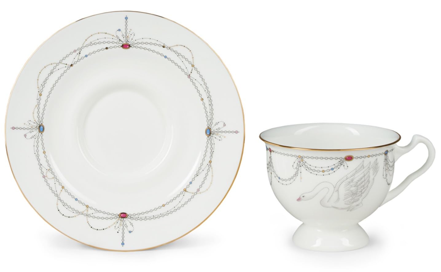 Lomonosov Porcelain Bone China Tea Cup and Saucer Ballet Swan Lake 8.12 fl.oz/240 ml