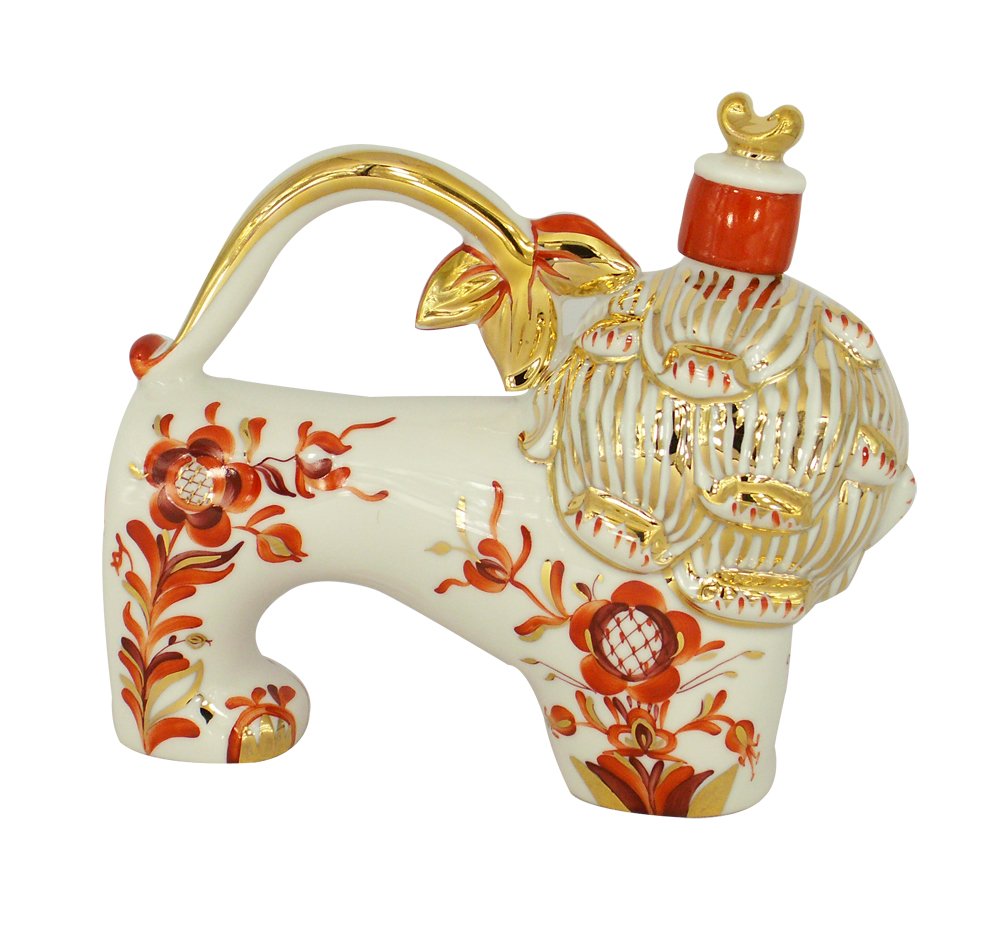 Lomonosov Porcelain Red Lion Wine Decanter 12.8 fl.oz/380 ml