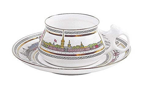 Lomonosov Imperial Porcelain Bone China Cup and Saucer Bilibina Neva Coast 6 oz/180ml