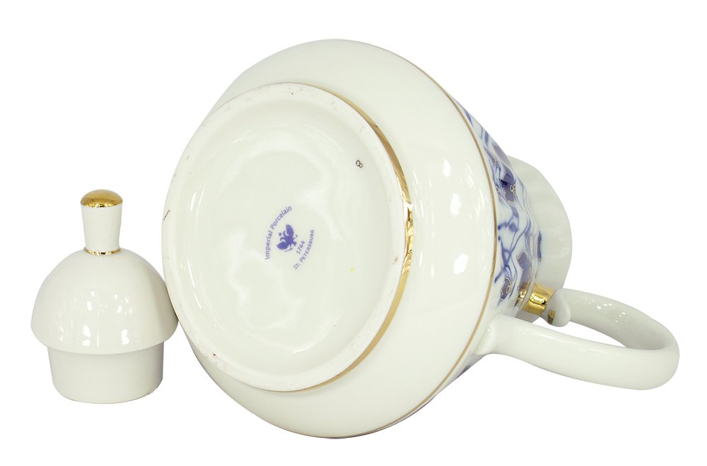 Lomonosov Porcelain 5 Cups Tea Pot 25 ounces/750 mililiter Blue Bells