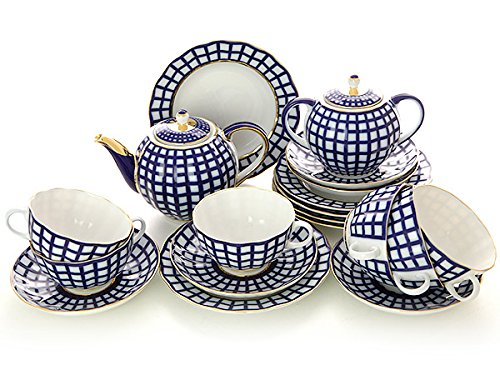 Lomonosov Porcelain Tea/Coffee Set 6/20 Cobalt Cell