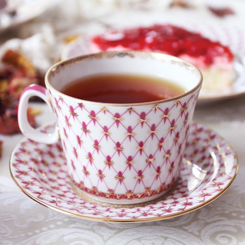 Imperial / Lomonosov Porcelain Teacup w/ Saucer "Net-Blues"