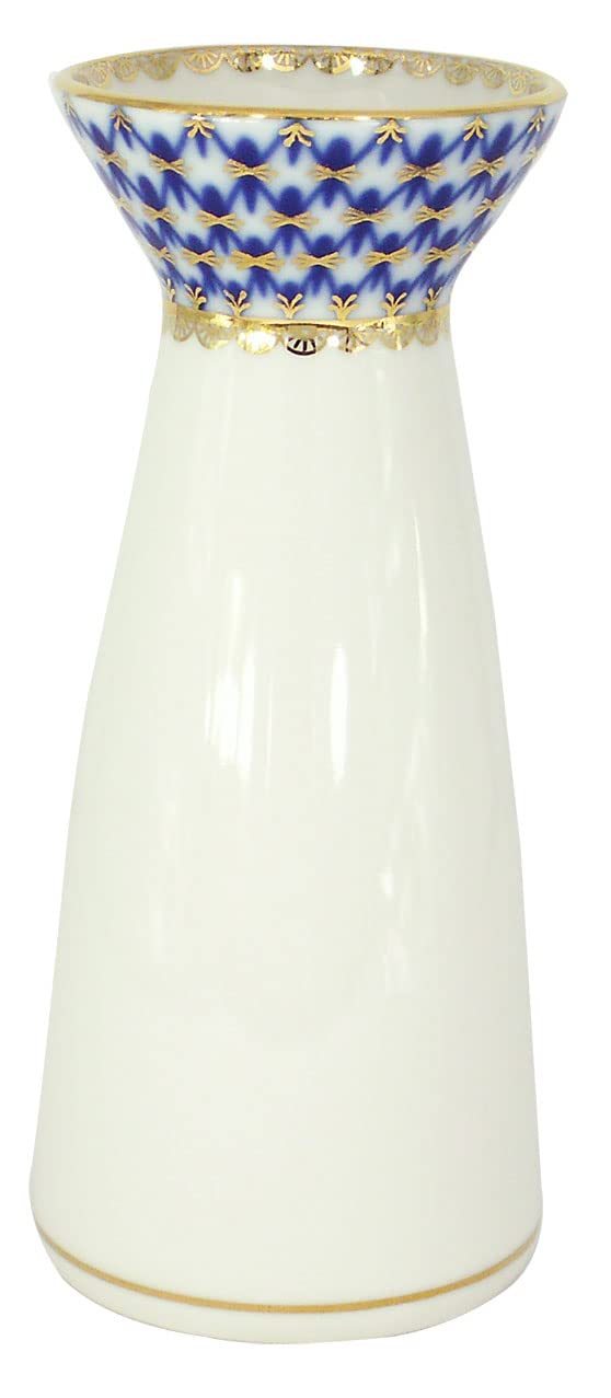 Lomonosov Fine Porcelain Small Flower Vase Cobalt Net
