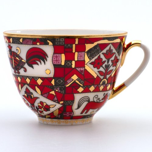Imperial / Lomonosov Porcelain 'Red Steed' Teacup w/ Saucer