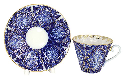 Lomonosov Porcelain Tea Set 2 pc Cup and Saucer Heathbirds 7.95 oz/235 ml