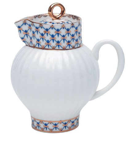 Lomonosov Porcelain Cobalt Net Wave Bone China Tea Set 20 pc