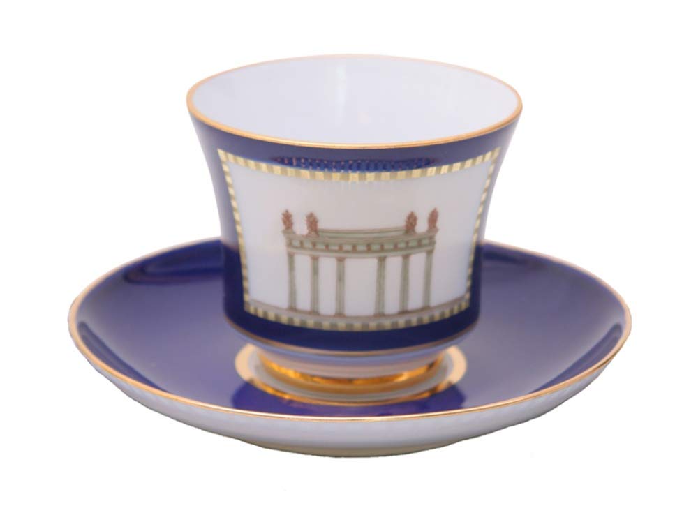 Lomonosov Porcelain Tea Set Cup and Saucer Classic of Petersburg #1 7.4 oz/220 ml
