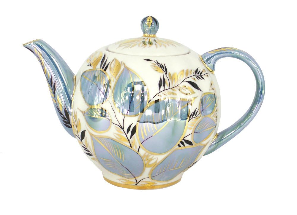 Lomonosov Porcelain Tulip Moonlight Tea Set 6/20: Tea Pot, Sugar Bowl, 6 Cups with Saucers and 6 Cake Plates
