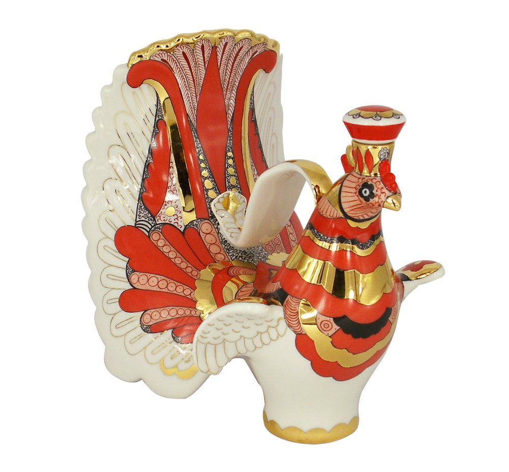 Lomonosov Porcelain Wine Decanter Red Firebird 27 fl.oz/800 ml