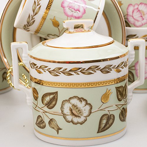 Imperial/Lomonosov Porcelain 20-Piece Tea Set for 6 Persons"Jade Backdrop"