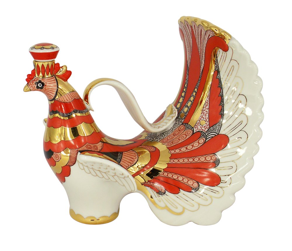 Lomonosov Porcelain Wine Decanter Red Firebird 27 fl.oz/800 ml