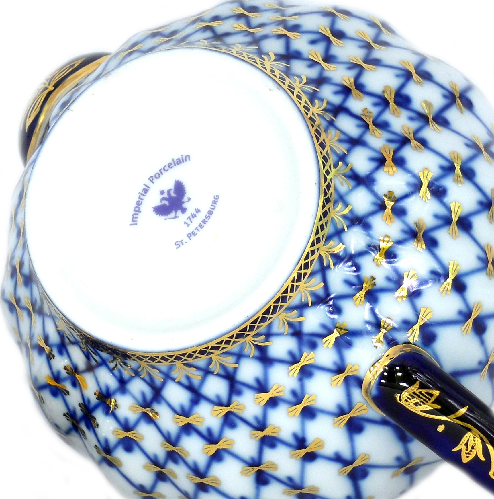 Lomonosov Porcelain Tulip Cobalt Net 3 Cups Teapot 20 oz/600 ml