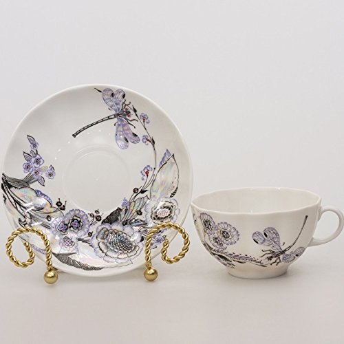 Imperial / Lomonosov Porcelain Teacup w/ Saucer 'Dragonfly Whisper'