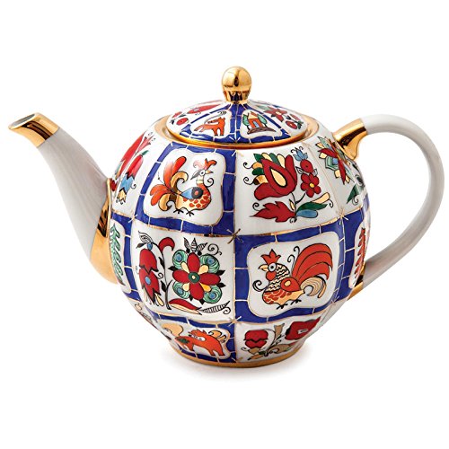 Imperial / Lomonosov Porcelain Brewing Teapot 'Russian Lubok' 600ml