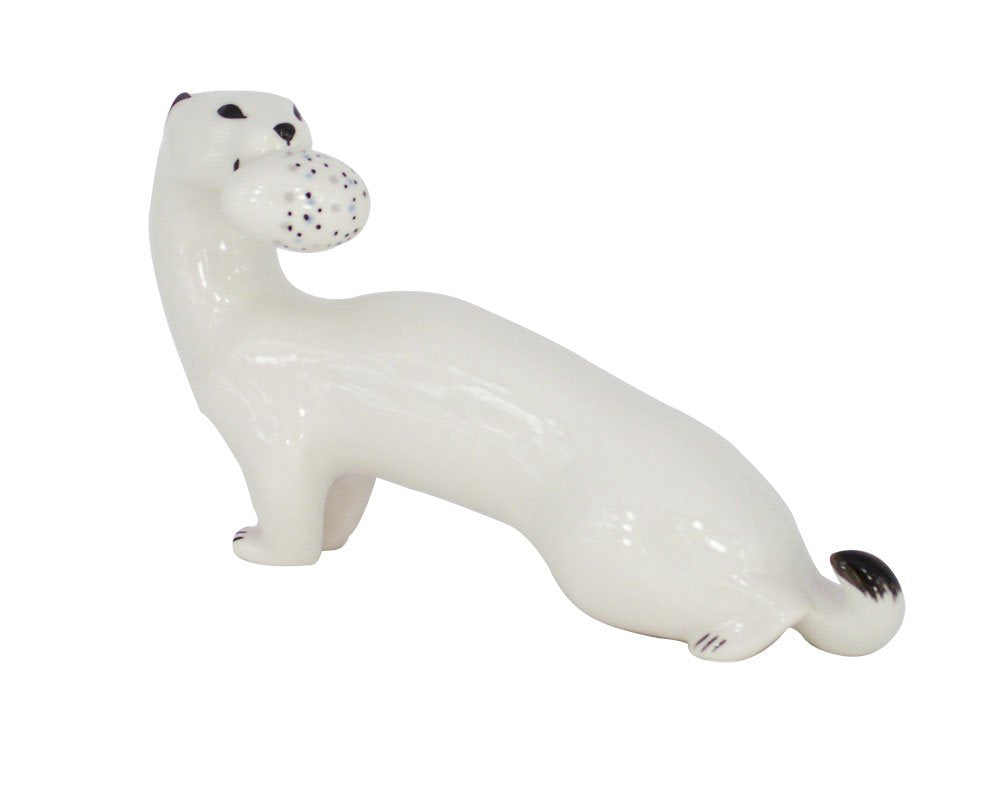 Ermine with Egg White Lomonosov Porcelain Collectible Figurine
