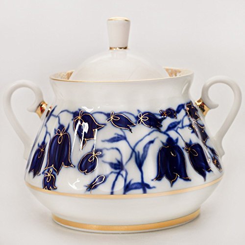 Bluebells Sugar Bowl. 10 Fl Oz. 22k Gold. Porcelain