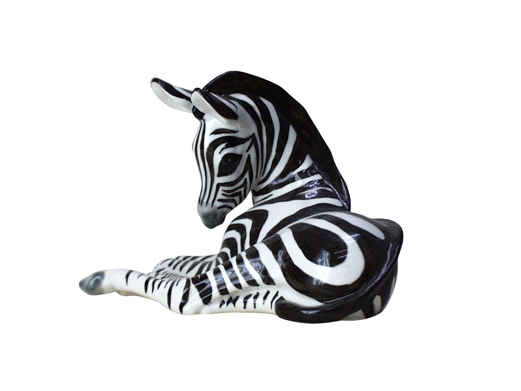 Zebra Relaxing Big Lomonosov Porcelain Collectible Figurine