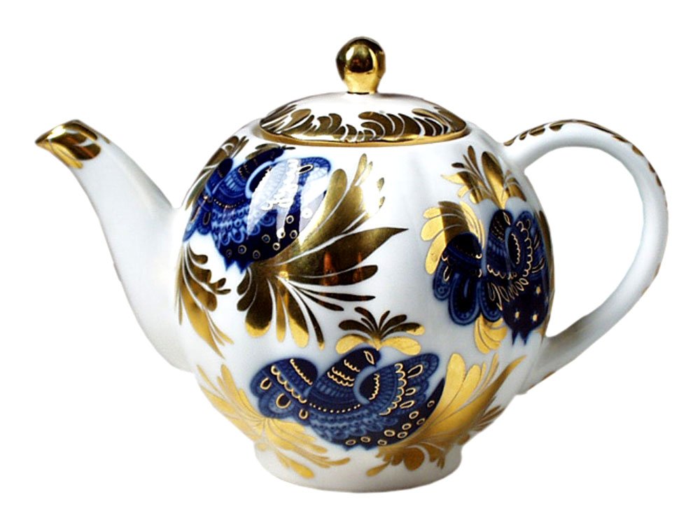 RARE Big Lomonosov Porcelain Large Tea Pot 68 oz/2000 ml Golden Garden