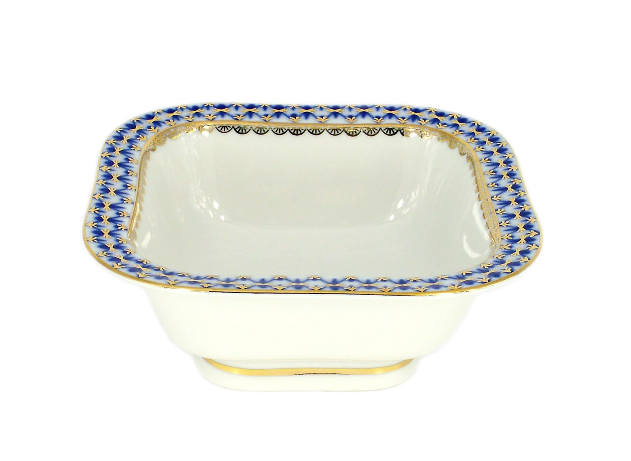 Lomonosov Porcelain Cobalt Net Cookie Jar Candy Bowl 23.7 fl.oz/700 ml