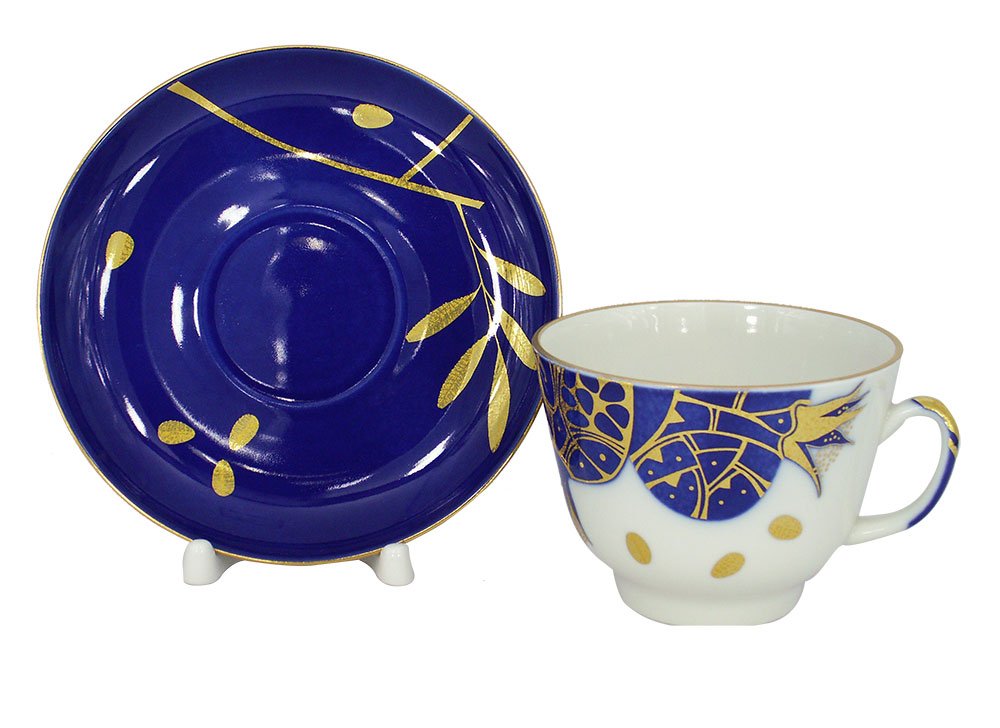 Lomonosov Porcelain Tea Set 2pc Cup and Saucer Golden Pomegranate 11.8 oz/350 ml