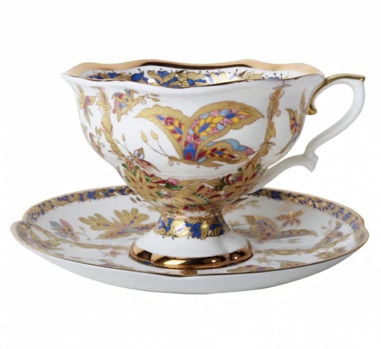 Lomonosov Porcelain Cup and Saucer Fantastic Butterflies Bone China 7.76 oz/220 ml