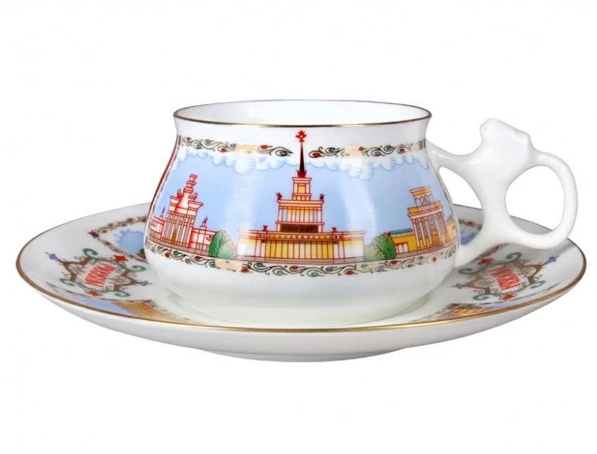 Lomonosov Porcelain Tea Cup and Saucer Bilibina VDNKh 6 oz/180 ml