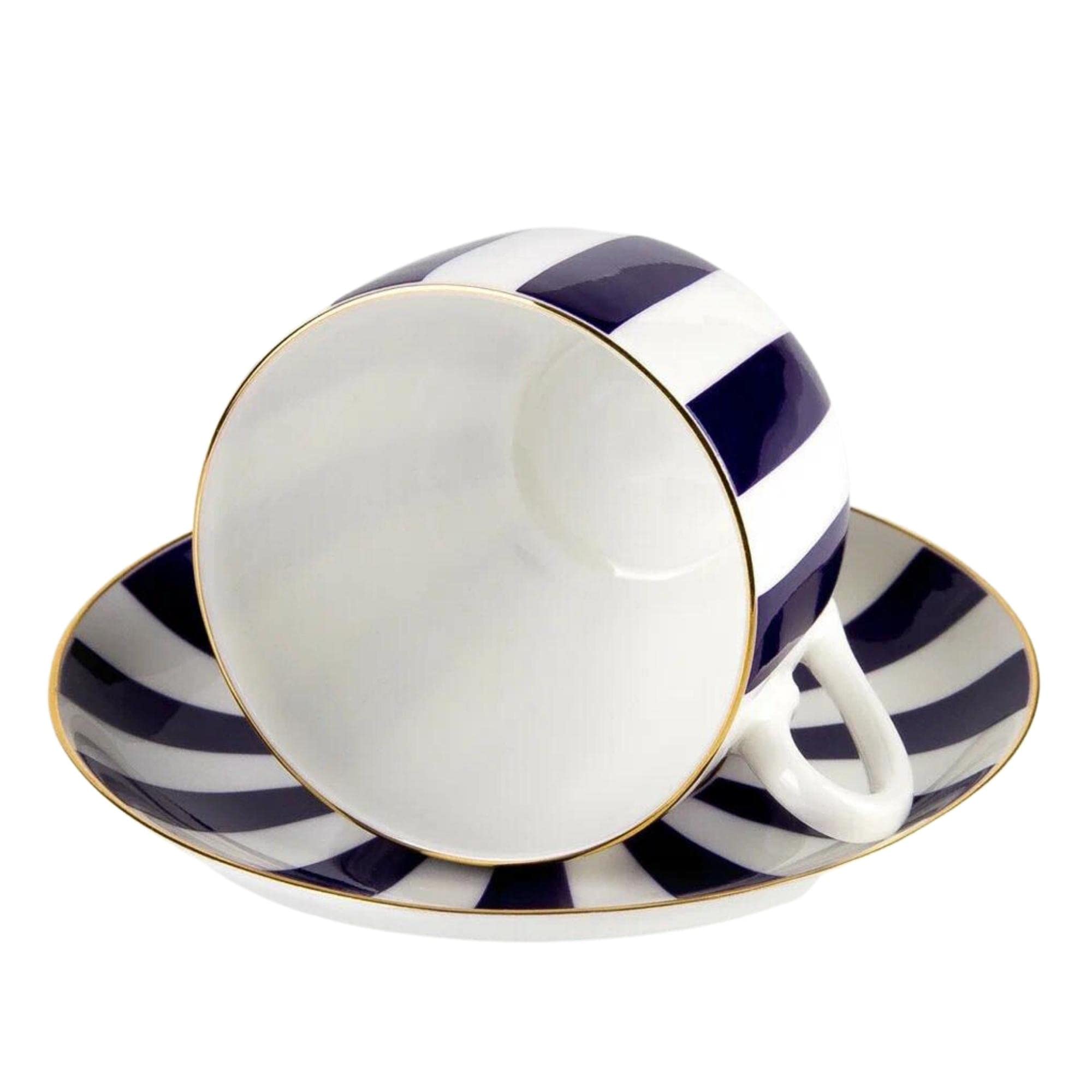 Lomonosov Porcelain Bone China Tea/Coffee Cup and Saucer Cobalt Blue Yes and No 6 oz/180 ml