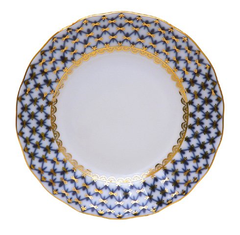 Lomonosov Porcelain Cobalt Net Wave Bone China Tea Set 20 pc