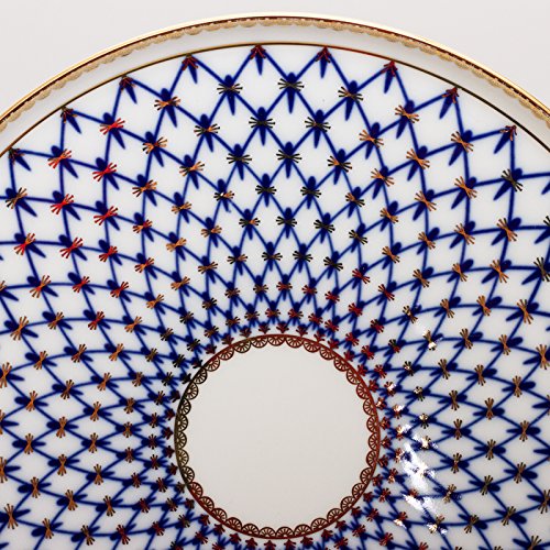 Imperial/Lomonosov Porcelain Cake Platter Round 'Cobalt Net'