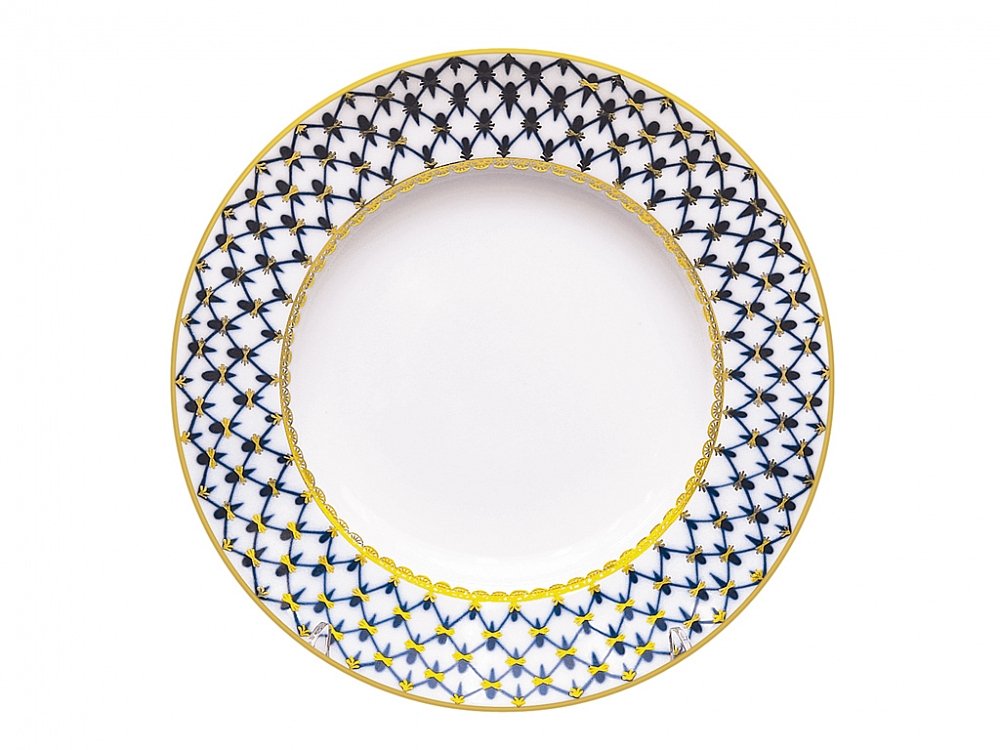 Lomonosov Porcelain Dinner Dessert Salad Soup Plate Cobalt Net Collection Smooth