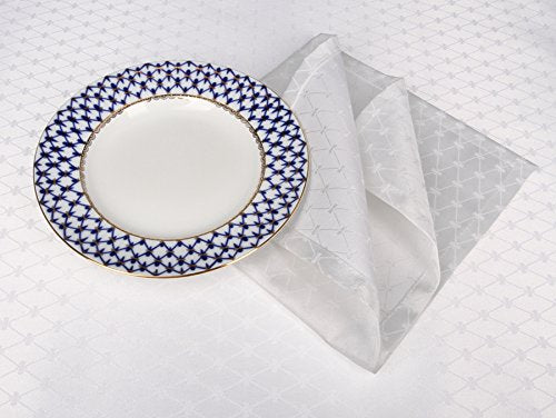 Lomonosov Porcelain Imperial Set 6 Cloth Napkins Cobalt Net 17.7"x17.7" Silver