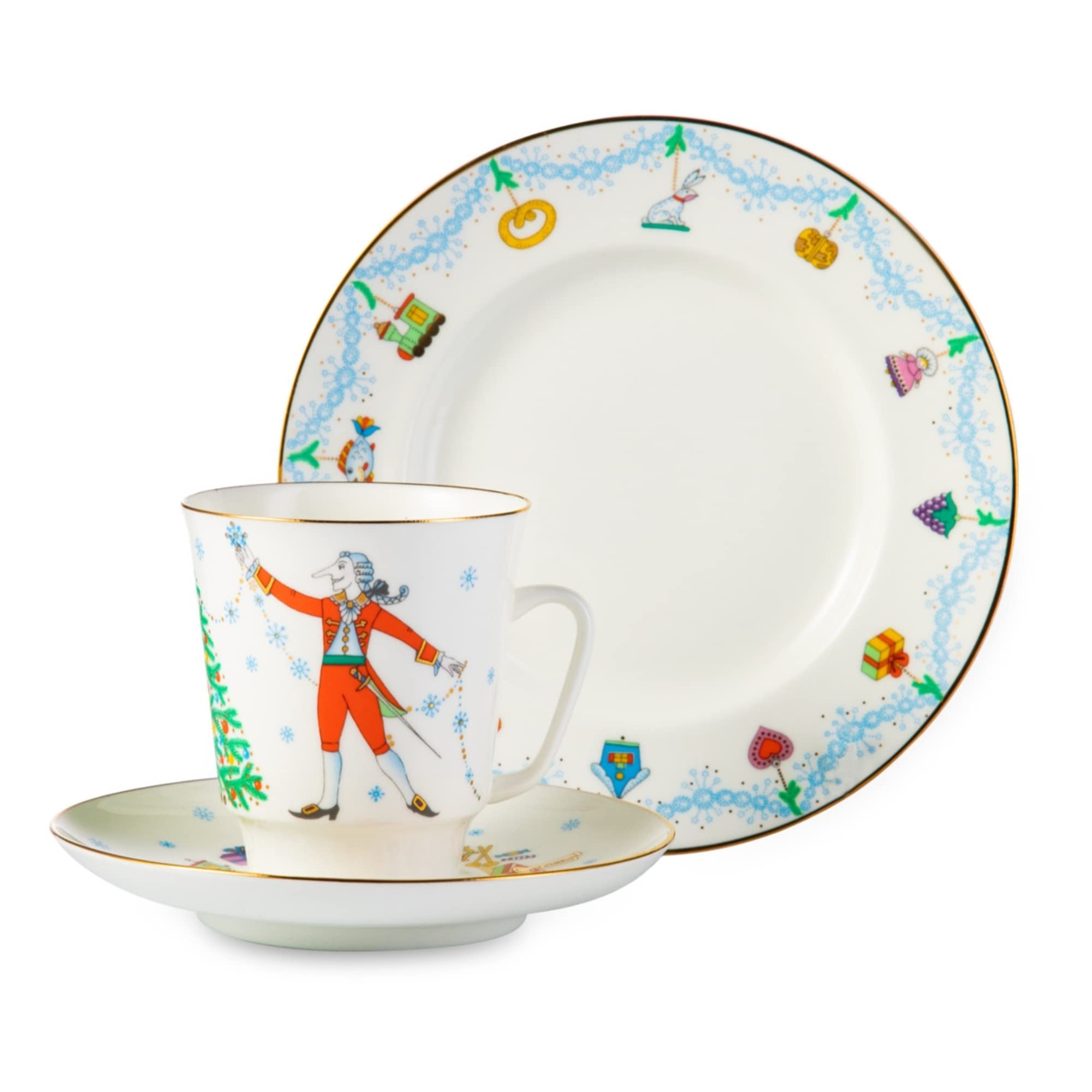 Lomonosov Porcelain Tea Set Cup, Saucer and Cake Plate Ballet Nutcracker 5.6 fl.oz/165 ml