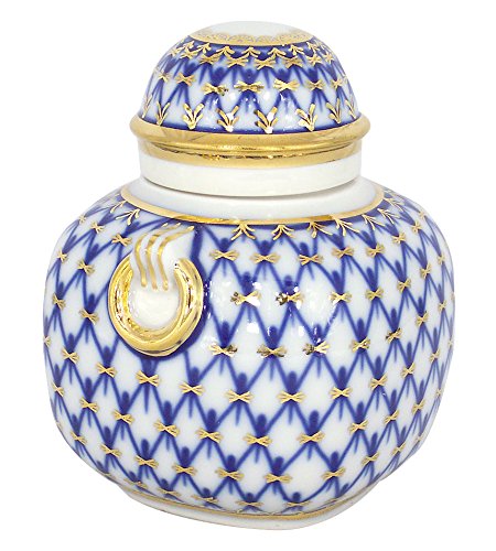 Lomonosov Porcelain Tea Caddy Ring Cobalt Net 11.8 oz/350 ml