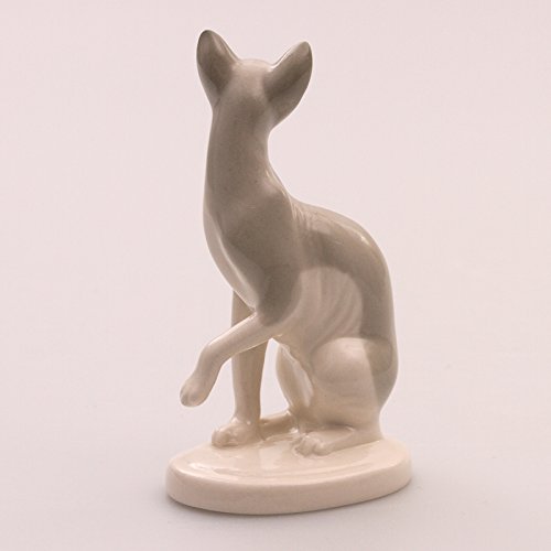 Porcelain Sculpture Gray Sphinx Figurine