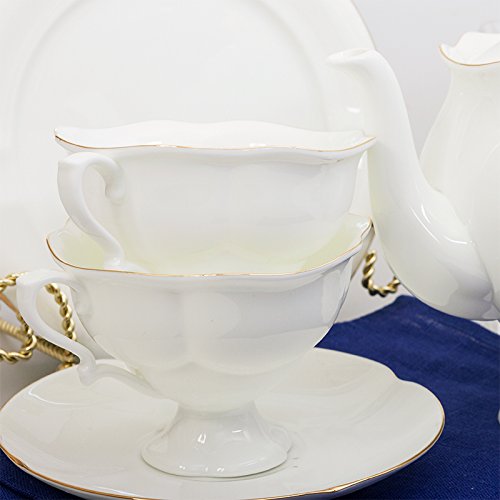 Imperial/Lomonosov Porcelain Golden Ribbon 20-Piece Tea Set for 6 Persons