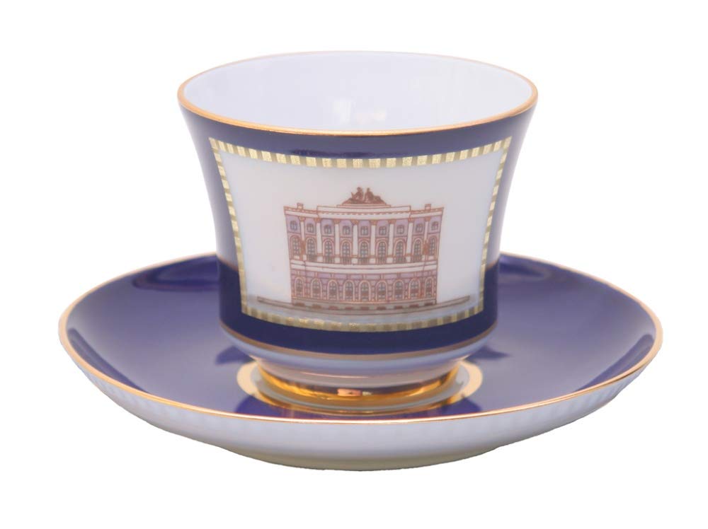 Lomonosov Porcelain Tea Set Cup and Saucer Classic of Petersburg #6 7.4 oz/220 ml