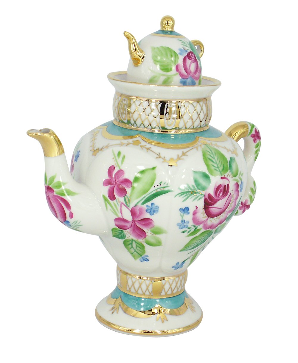 Lomonosov Porcelain Teapot Samovar Light Day 16.2 fl.oz/480 ml