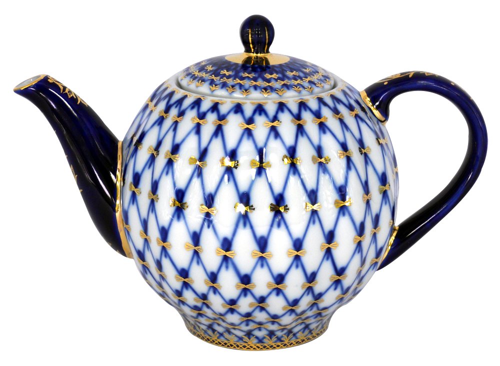Lomonosov Imperial Porcelain Tableware Teaware Utensils Cobalt Net (Teapot 600 ml)