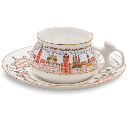 Imperial / Lomonosov Porcelain 'Gold-Domed Moscow' Teacup w/ Saucer