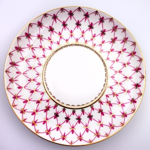 Imperial / Lomonosov Porcelain 'Net-Blues' Mug w/ Saucer